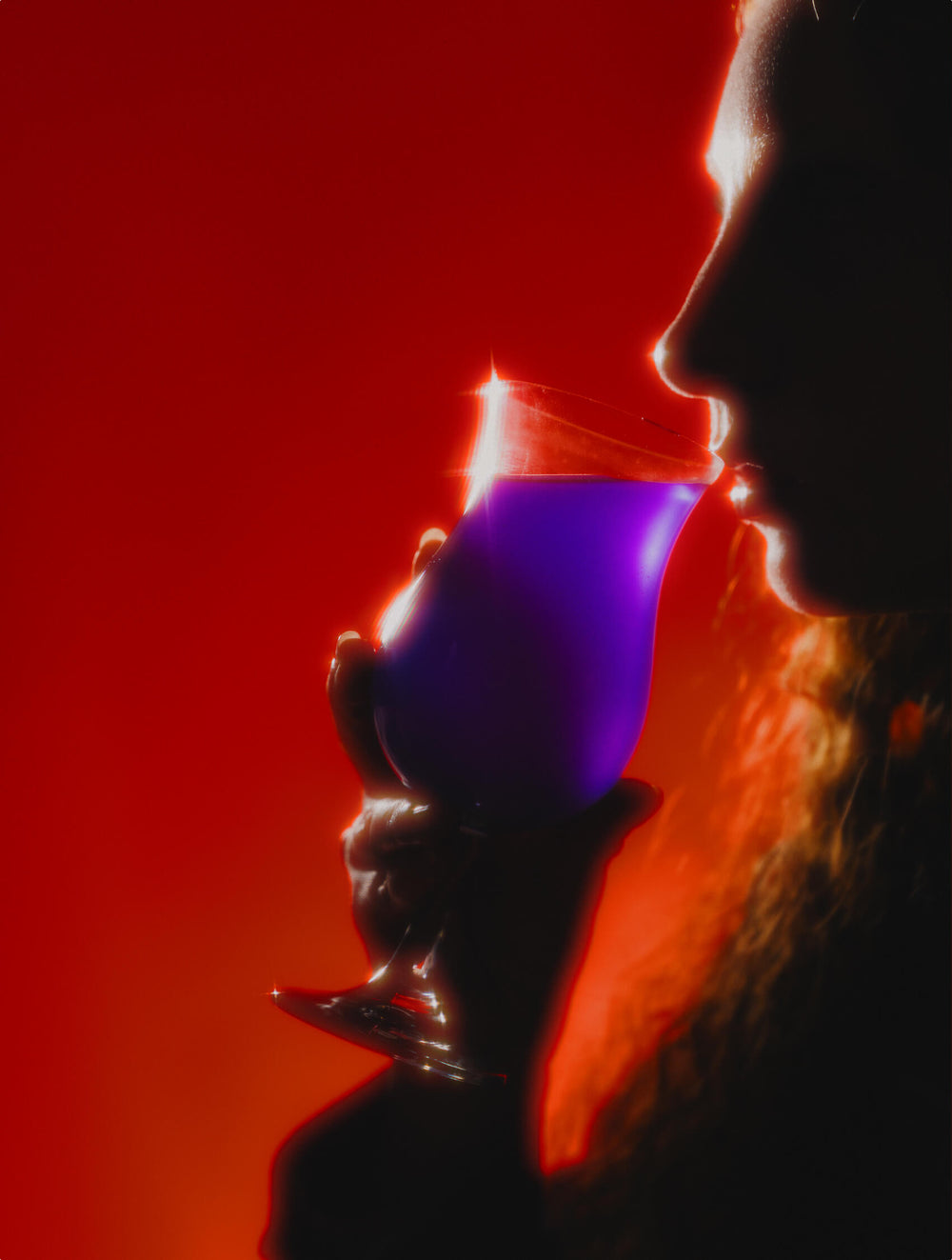 Elixir of Serenity - Velvet Hammer - Woman Silhouette Sipping from a Glass